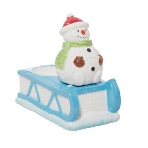 Yankee Candle Set of 2 Ceramic Snowman Sled Votive/Tea Light Candle Holder